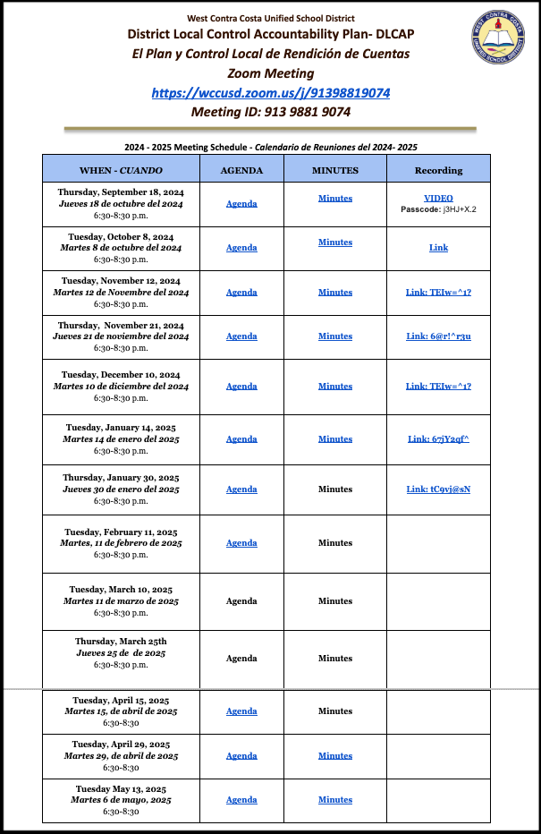 DLCAP schedule